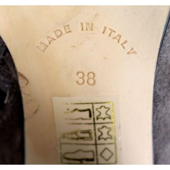 M Grigiarancio BROWN TAUPE GENUINE SUEDE LEATHER 3" HEEL FULL ZIP SIDE BOOTS 38 - Picture 6 of 9